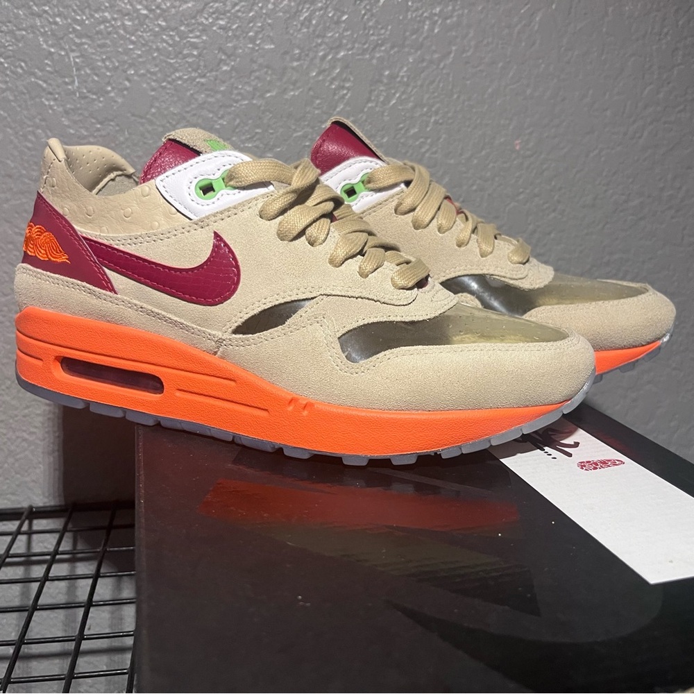CLOT x Nike Air Max 1 Kiss of Death Men 6 Wmn 7.5 red / Orange / brown
